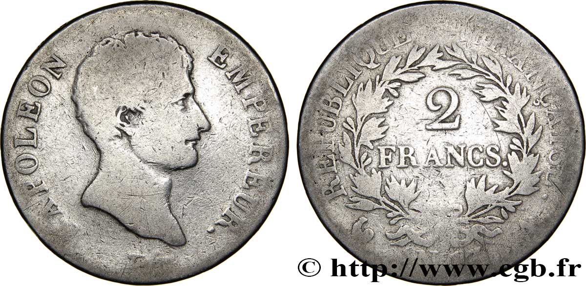 2 francs Napoléon Empereur, Calendrier révolutionnaire 1805 Paris F.251/12 B8 