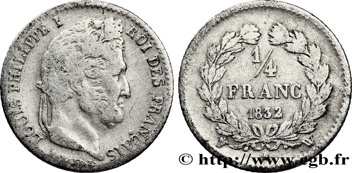 1/4 franc Louis-Philippe 1832 Lille F.166/28 VF20 