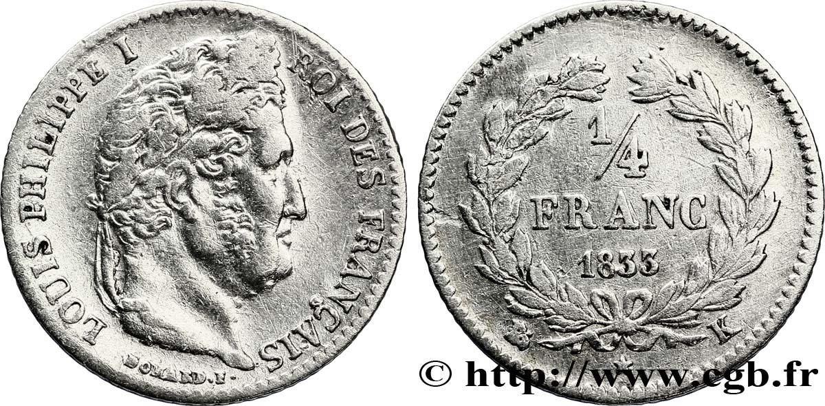 1/4 franc Louis-Philippe 1833 Bordeaux F.166/33 TTB40 