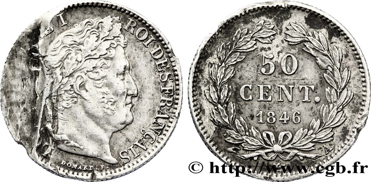 50 centimes Louis-Philippe 1846 Paris F.183/7 var. MB 
