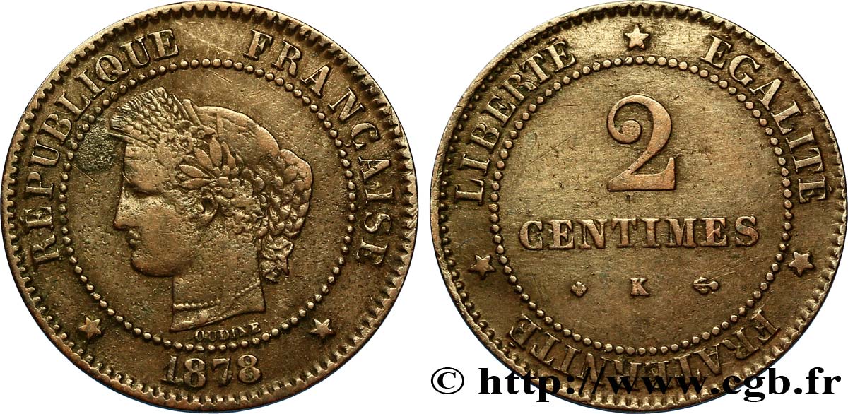 2 centimes Cérès 1878 Bordeaux F.109/4 TB20 