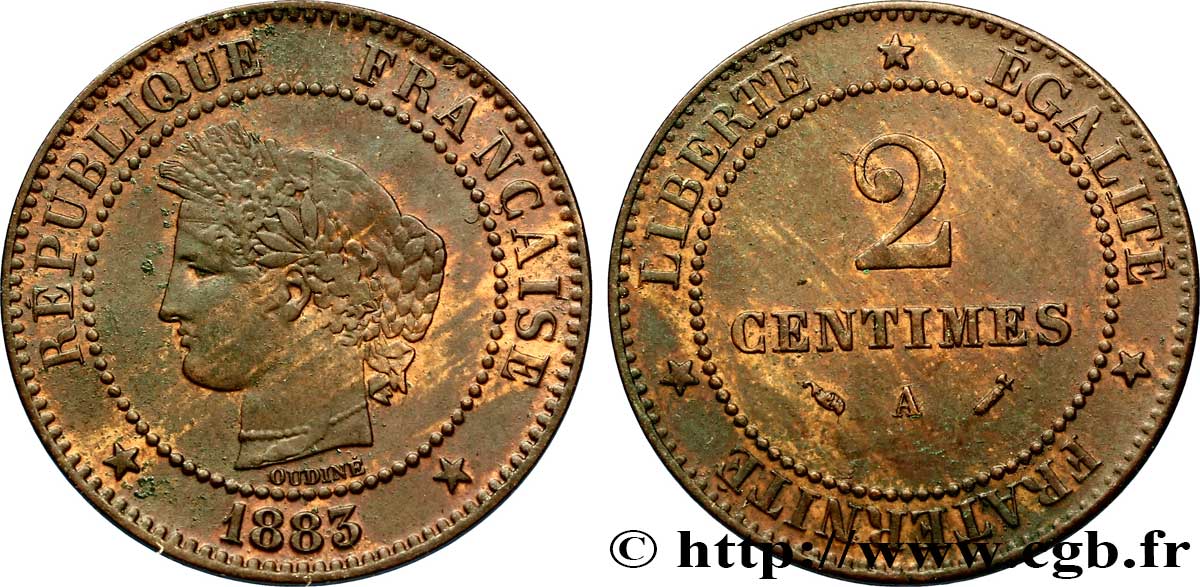 2 centimes Cérès 1883 Paris F.109/8 TTB54 