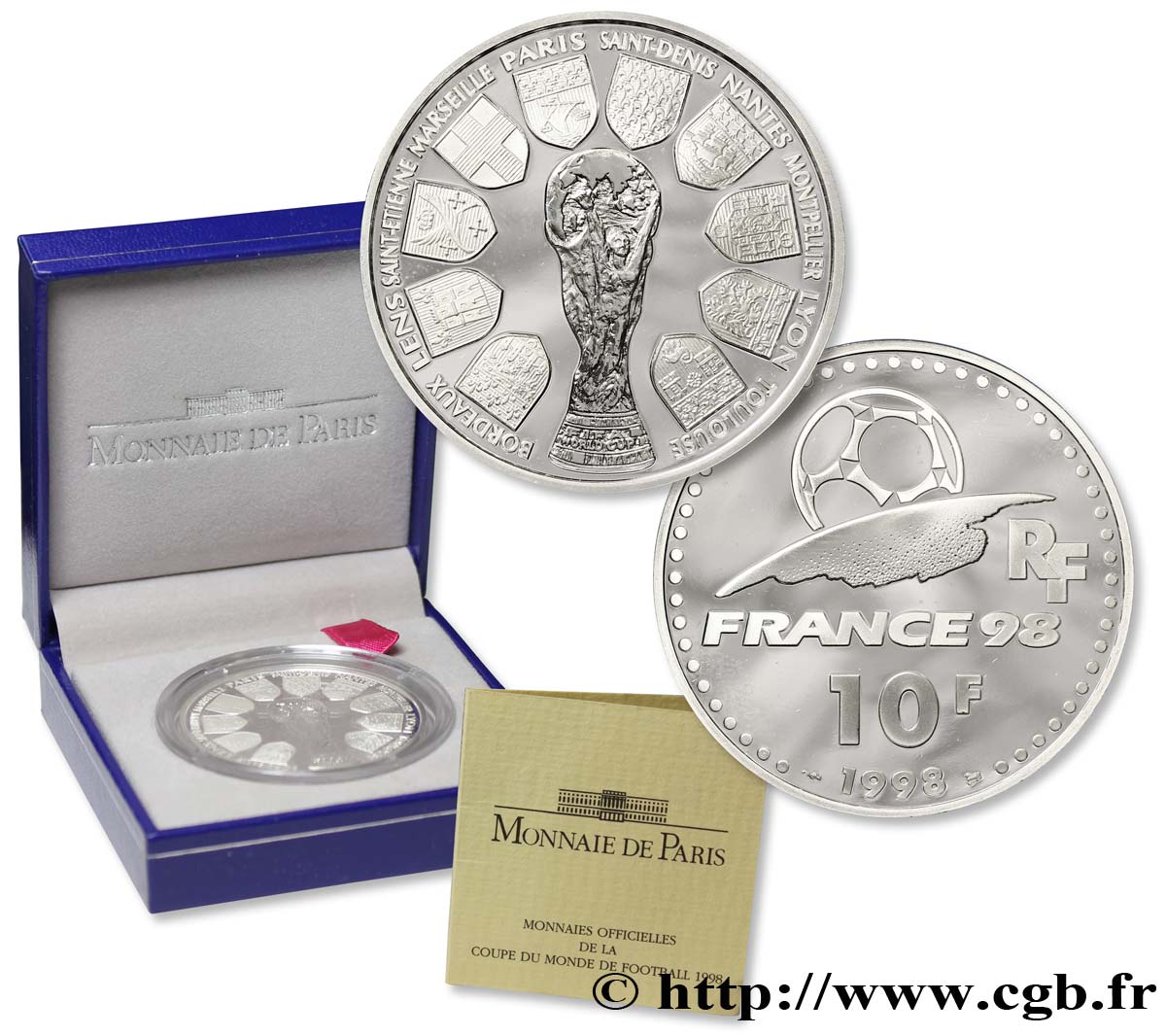 Belle Épreuve 10 francs - La Coupe 1998  F5.1313 1 MS70 