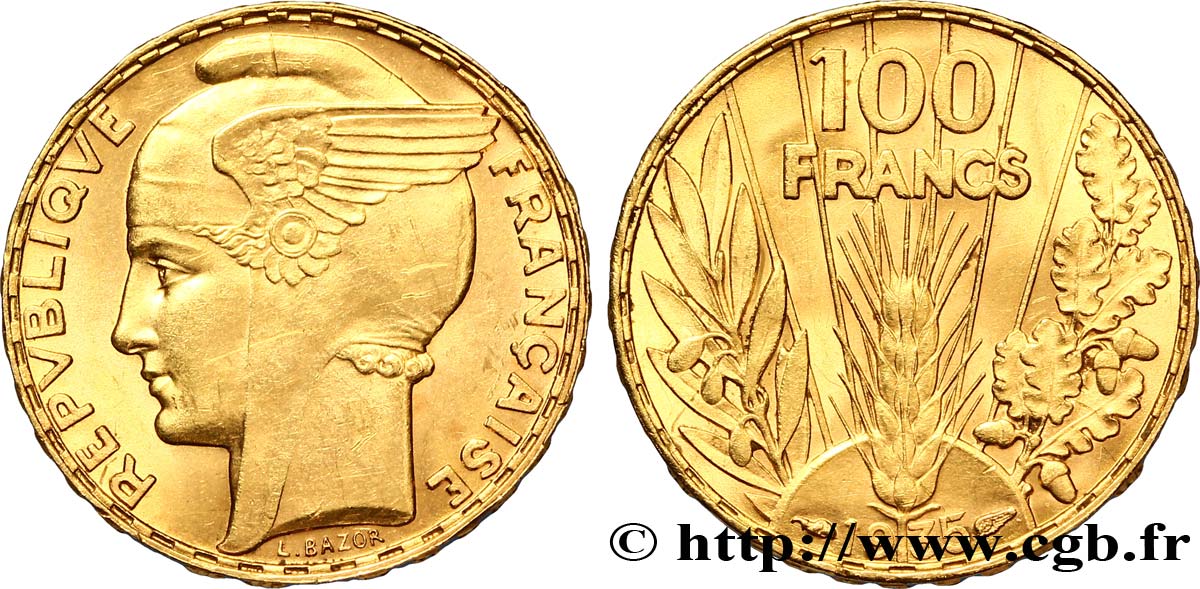 100 francs or, Bazor 1935 Paris F.554/6 MS60 