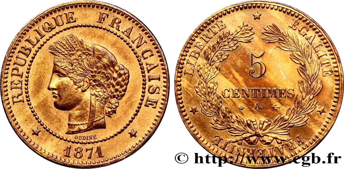 5 centimes Cérès 1871  Paris F.118/1 SUP 