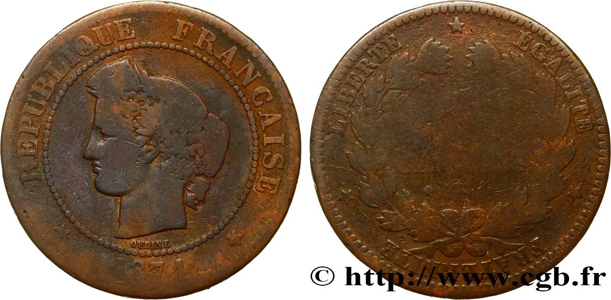 5 centimes Cérès 1871 Bordeaux F.118/3 GE5 
