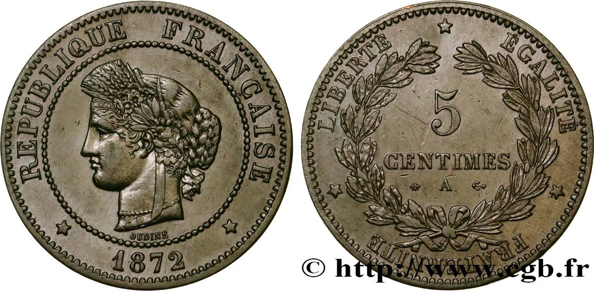 5 centimes Cérès 1872 Paris F.118/4 BB48 