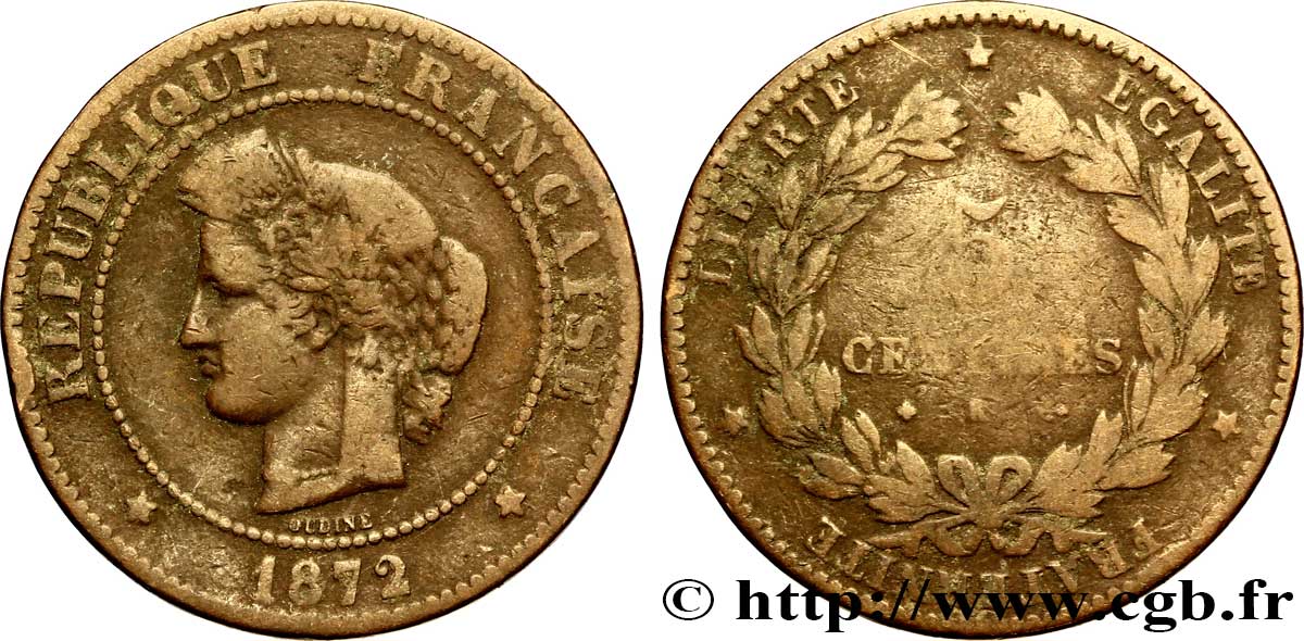 5 centimes Cérès 1872 Bordeaux F.118/6 F12 