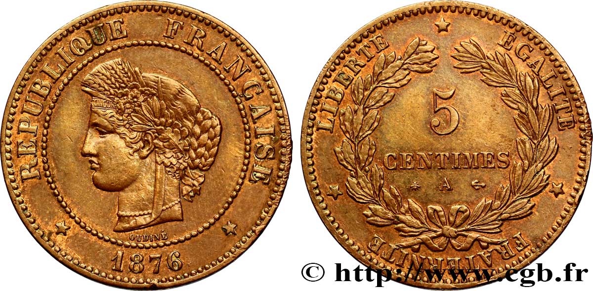 5 centimes Cérès 1876 Paris F.118/13 MBC54 