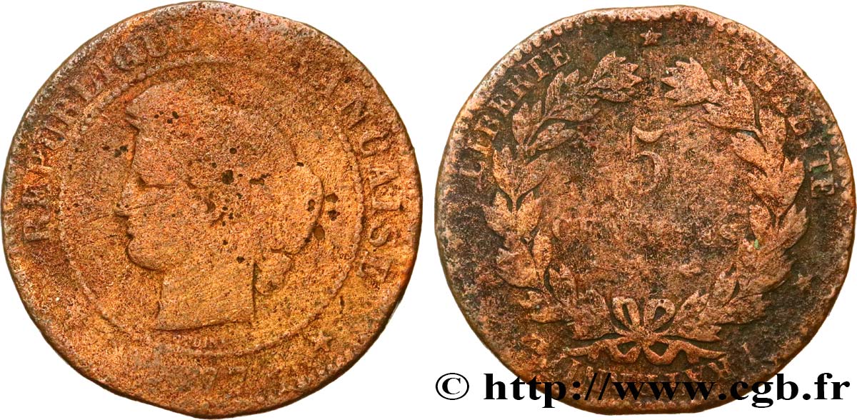 5 centimes Cérès 1877 Paris F.118/15 q.B5 