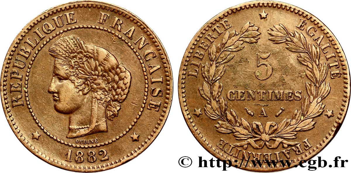 5 centimes Cérès 1882 Paris F.118/23 TB35 