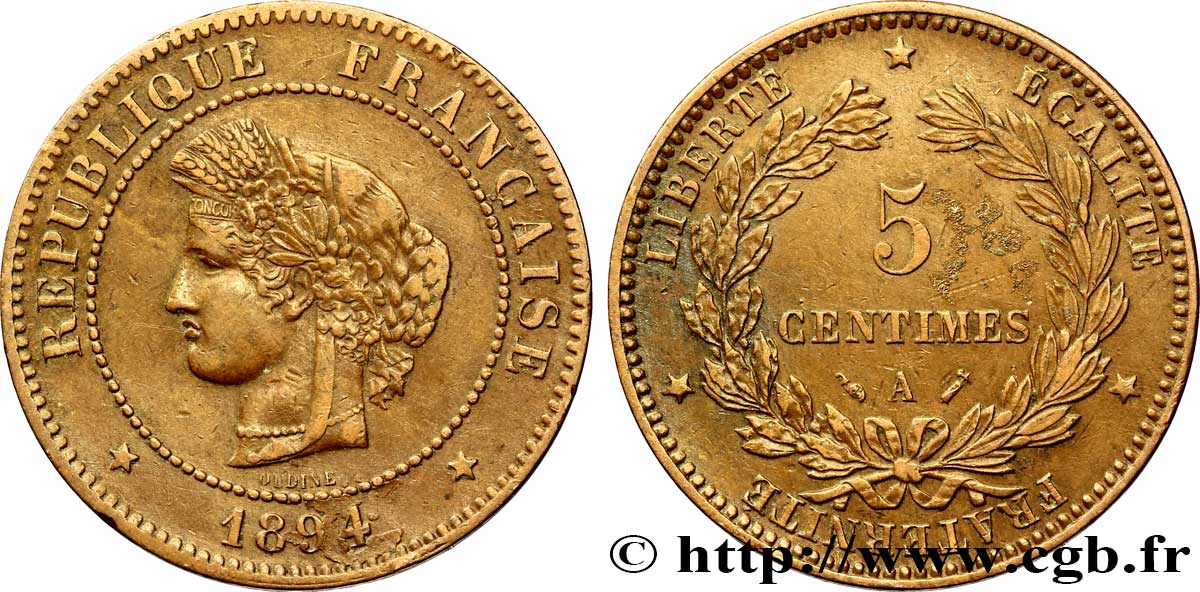 5 centimes Cérès 1894 Paris F.118/36 TTB45 