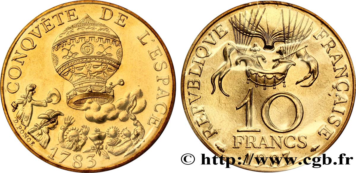 10 francs Conquête de l’Espace, tranche A 1983  F.367/2 MS68 