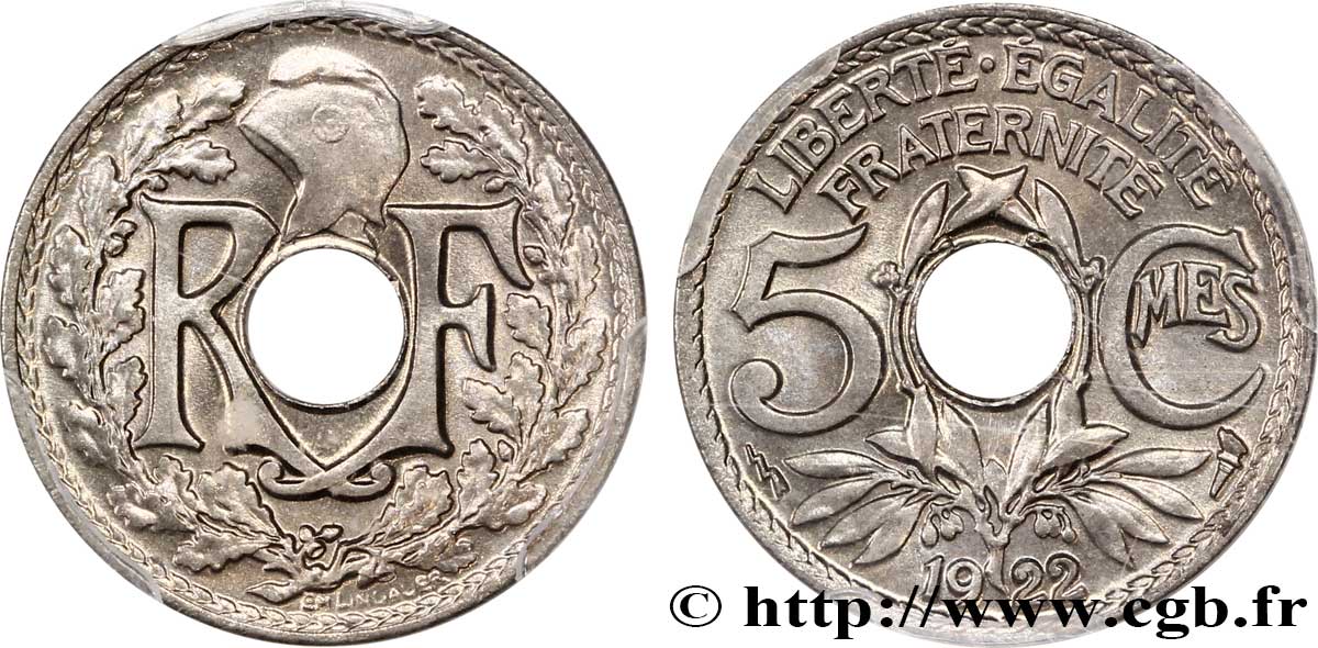 5 centimes Lindauer, petit module 1922 Poissy F.122/5 MS65 