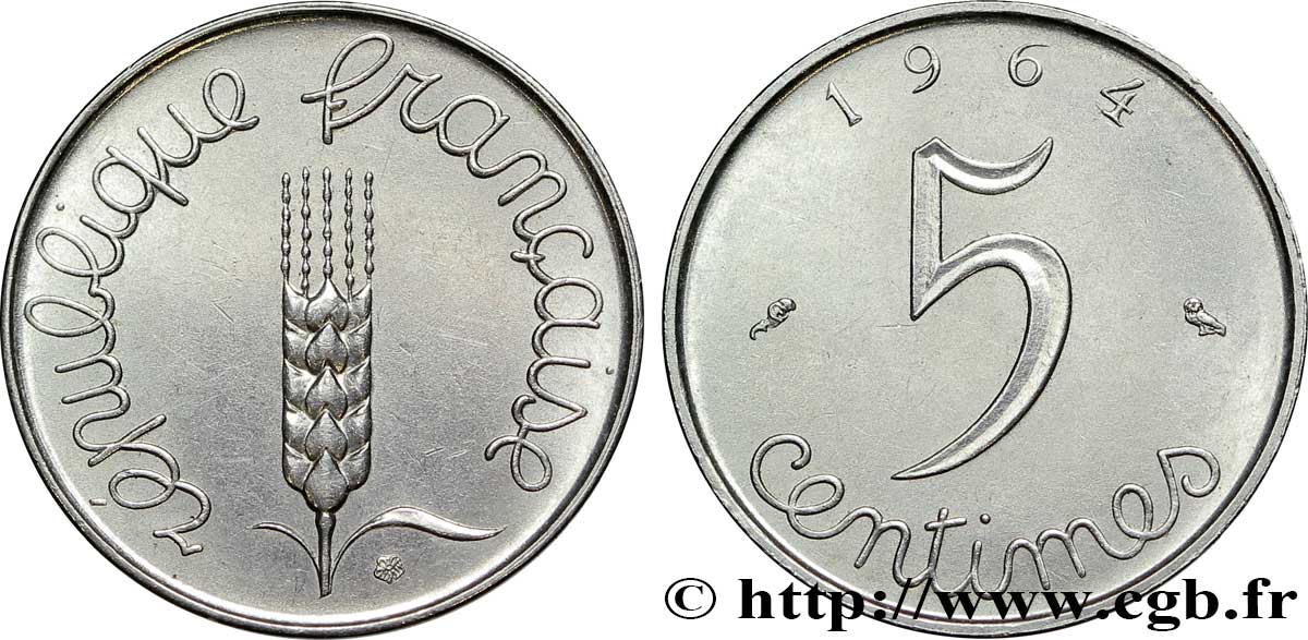 5 centimes Épi 1964  F.124/6 AU58 