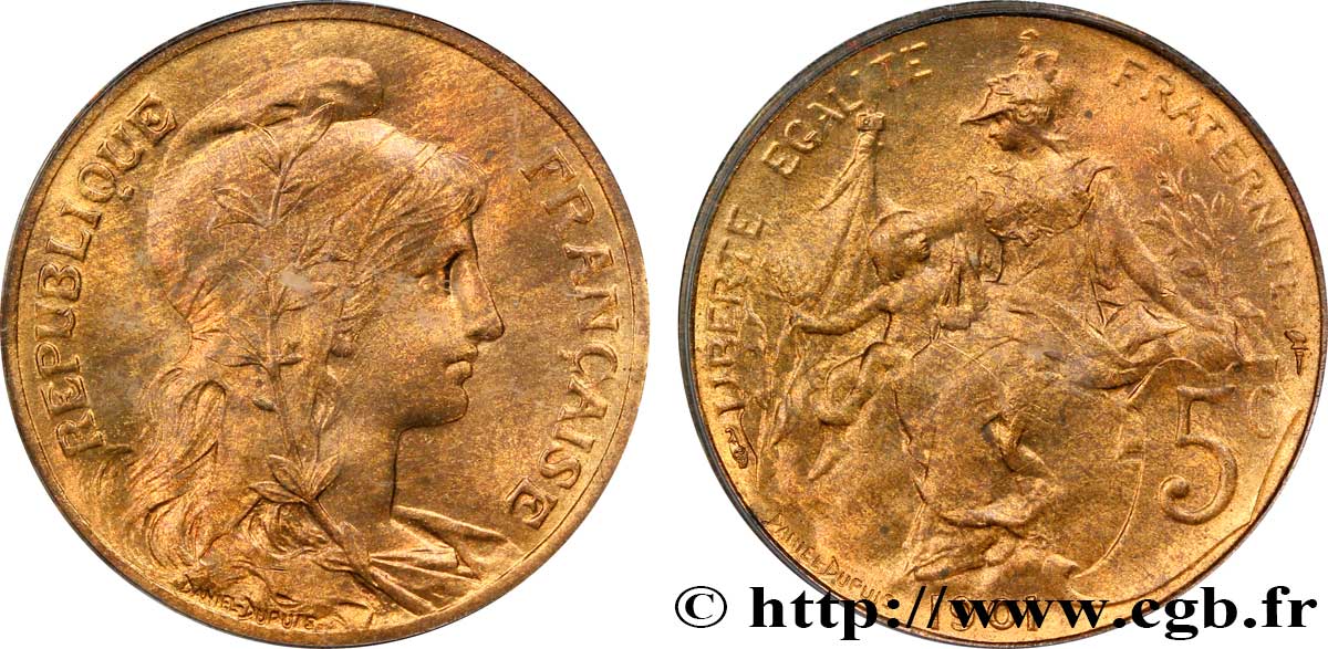 5 centimes Daniel-Dupuis 1901  F.119/11 FDC65 