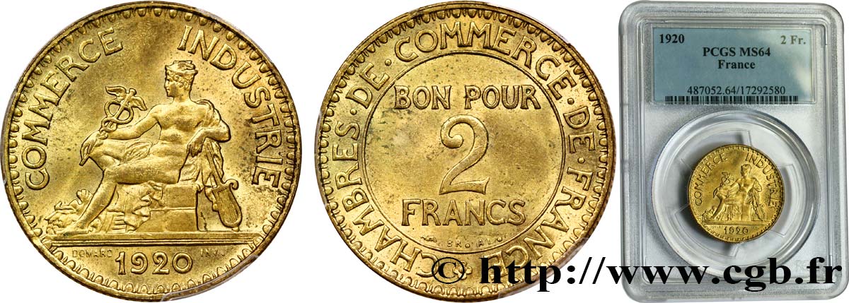 2 francs Chambres de Commerce 1920  F.267/2 SPL64 PCGS