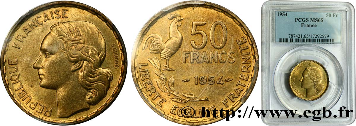 50 francs Guiraud 1954  F.425/12 FDC65 PCGS