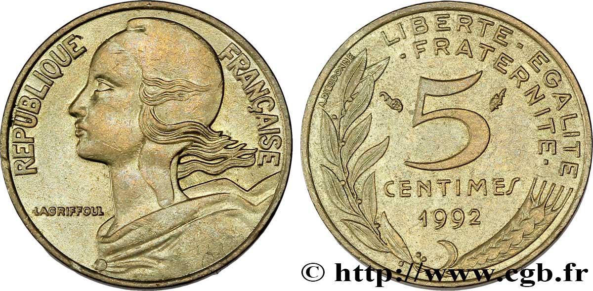5 centimes Marianne, 3 plis 1992 Pessac F.125/29 TTB48 