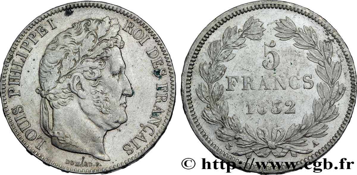 5 francs IIe type Domard 1832 Paris F.324/1 SS53 
