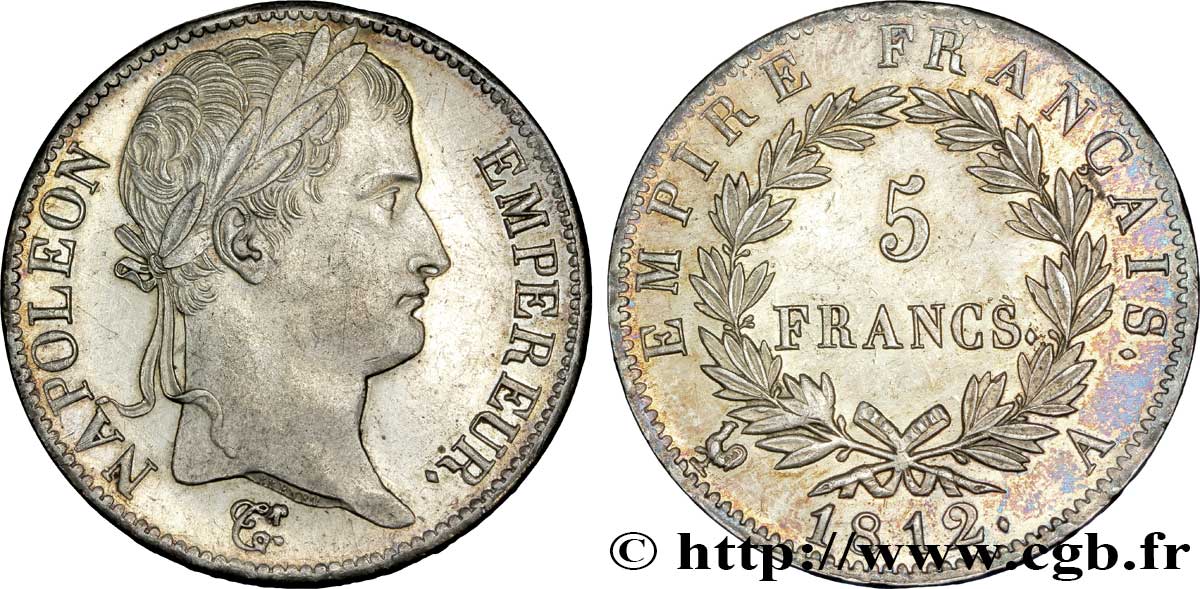 5 francs Napoléon Empereur, Empire français 1812 Paris F.307/41 AU55 