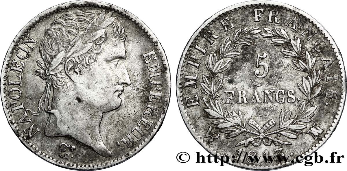 5 francs Napoléon Empereur, Empire français 1813 Marseille F.307/69 MBC45 
