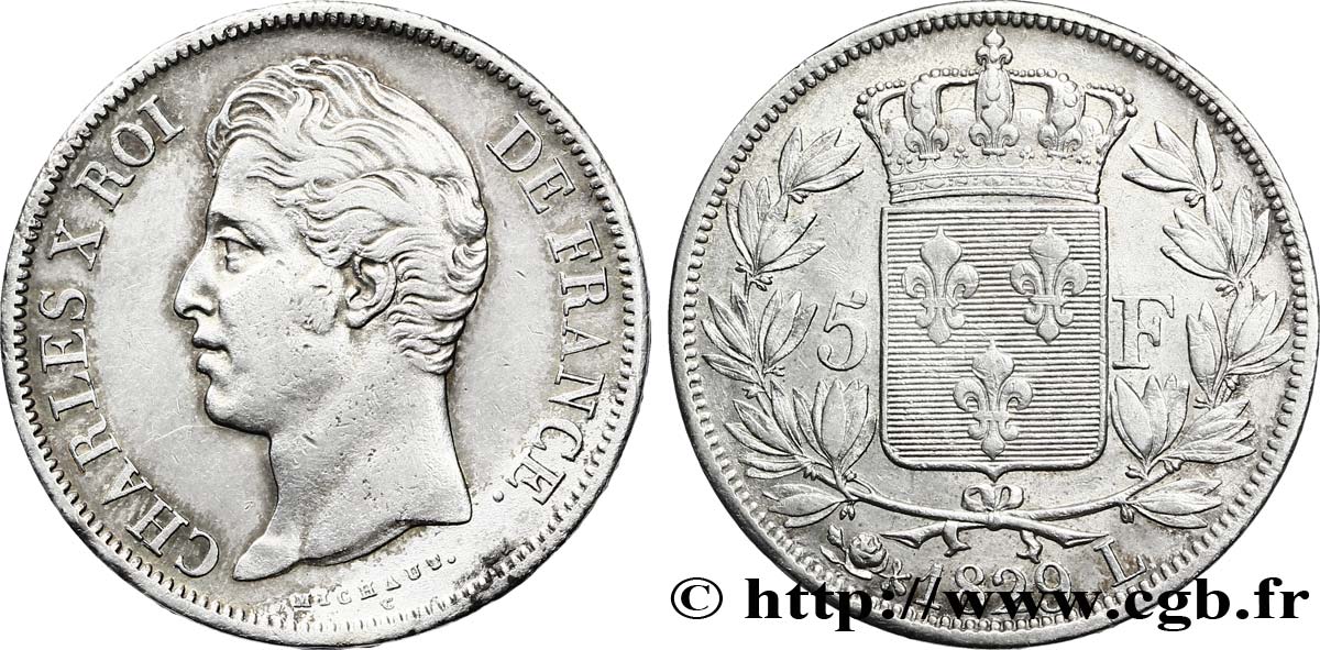 5 francs Charles X, 2e type 1829 Bayonne F.311/34 XF48 