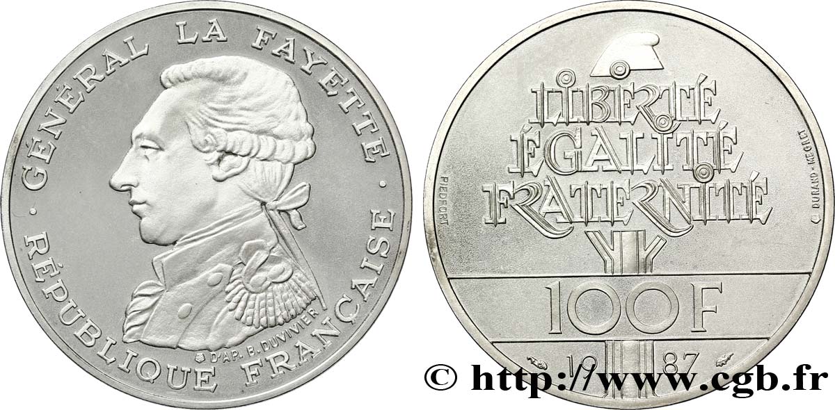 Piéfort Belle Épreuve de 100 francs Égalité - La Fayette 1987 Pessac F.455/2P SPL63 