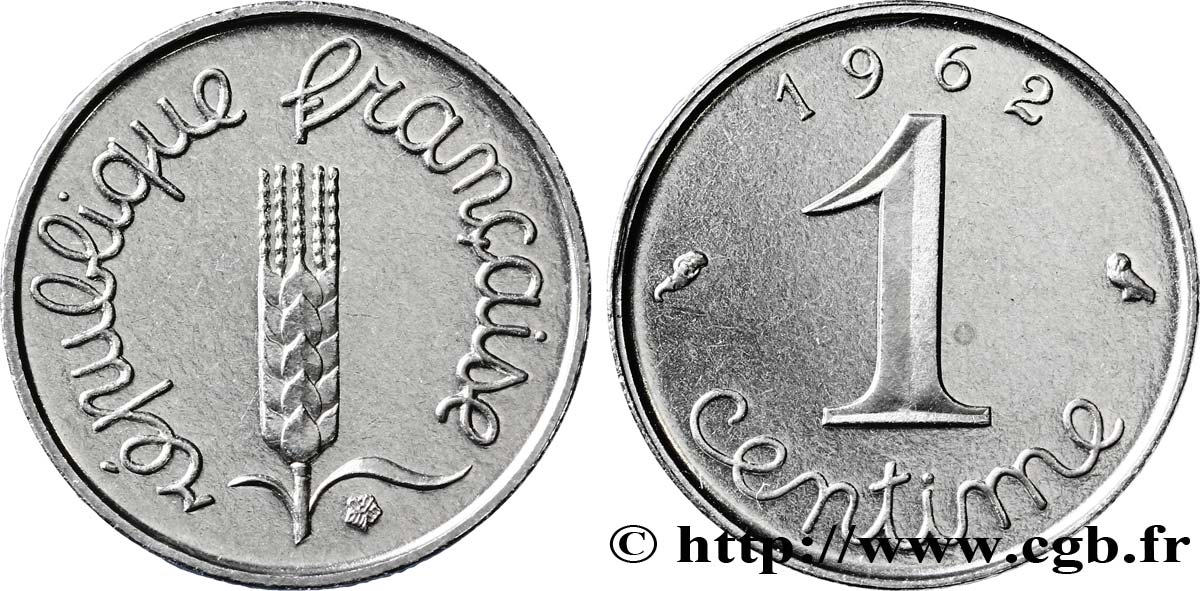 Piéfort acier de 1 centime Épi 1962 Paris F.106/4P FDC65 