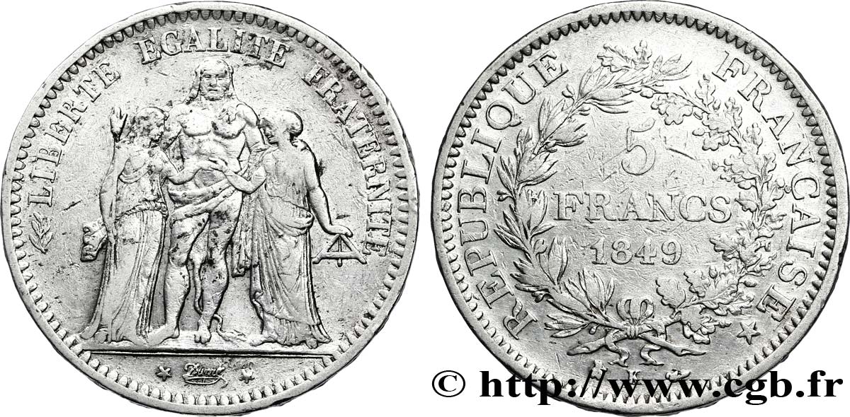 5 francs Hercule, IIe République 1849 Bordeaux F.326/7 MB28 