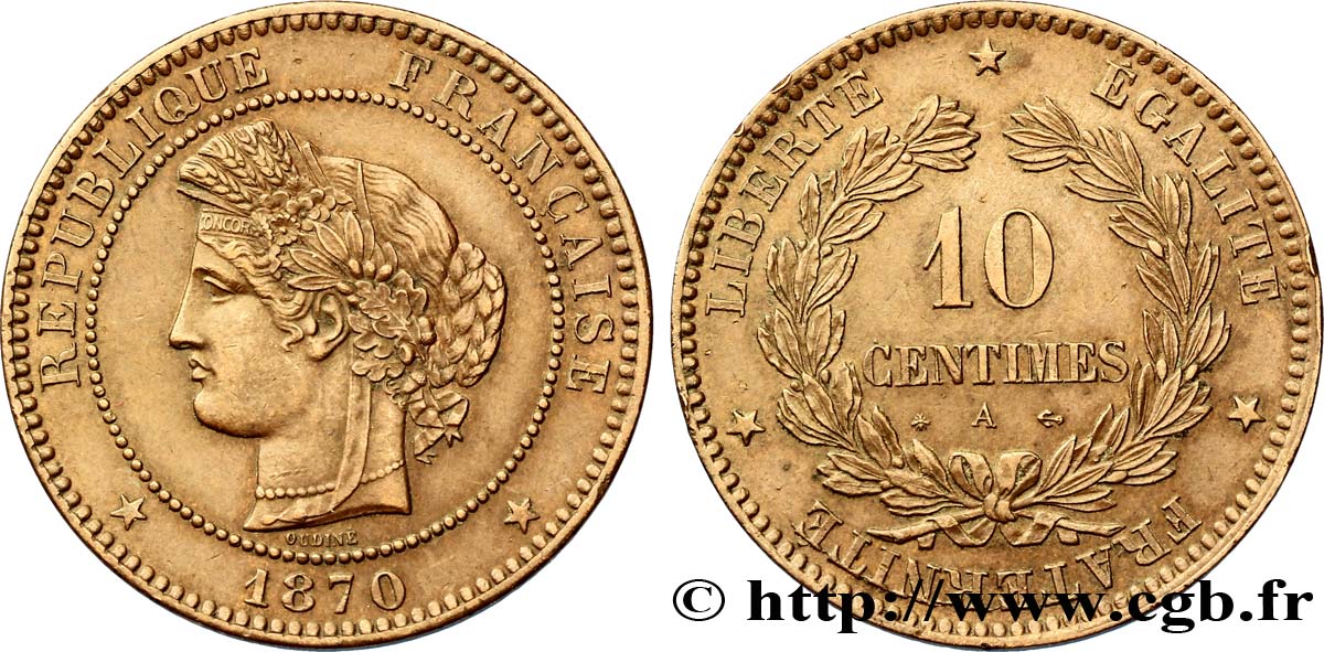 10 centimes Cérès 1870 Paris F.135/4 TTB50 