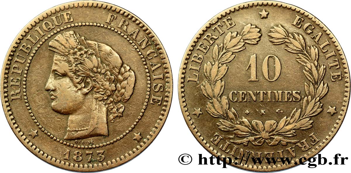 10 centimes Cérès 1873 Bordeaux F.135/11 TTB40 