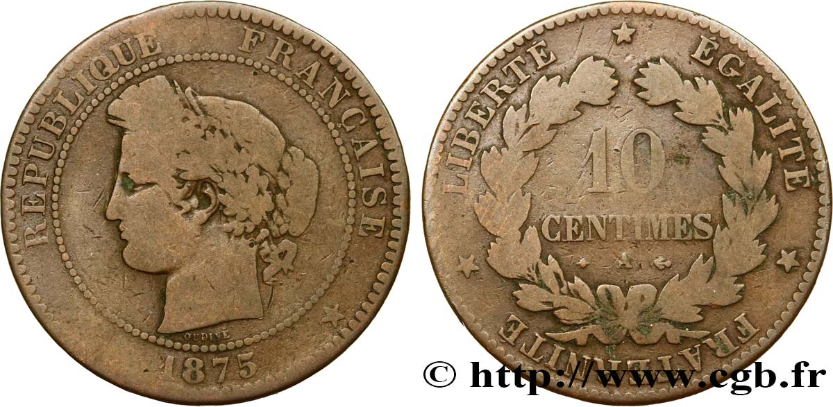 10 centimes Cérès 1875 Paris F.135/14 B8 
