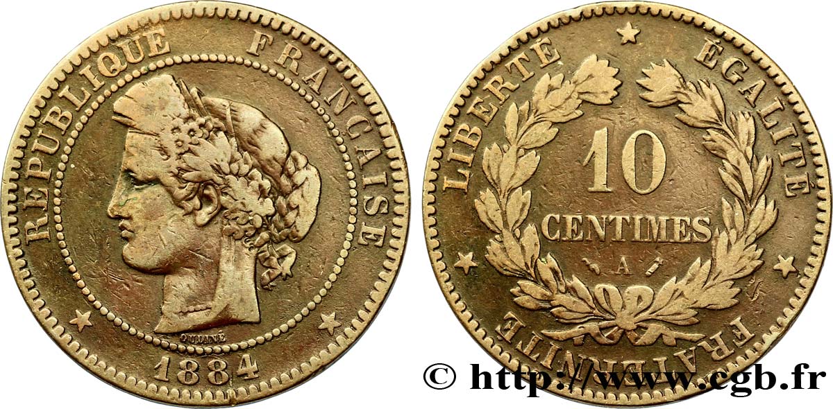 10 centimes Cérès 1884 Paris F.135/28 TB20 
