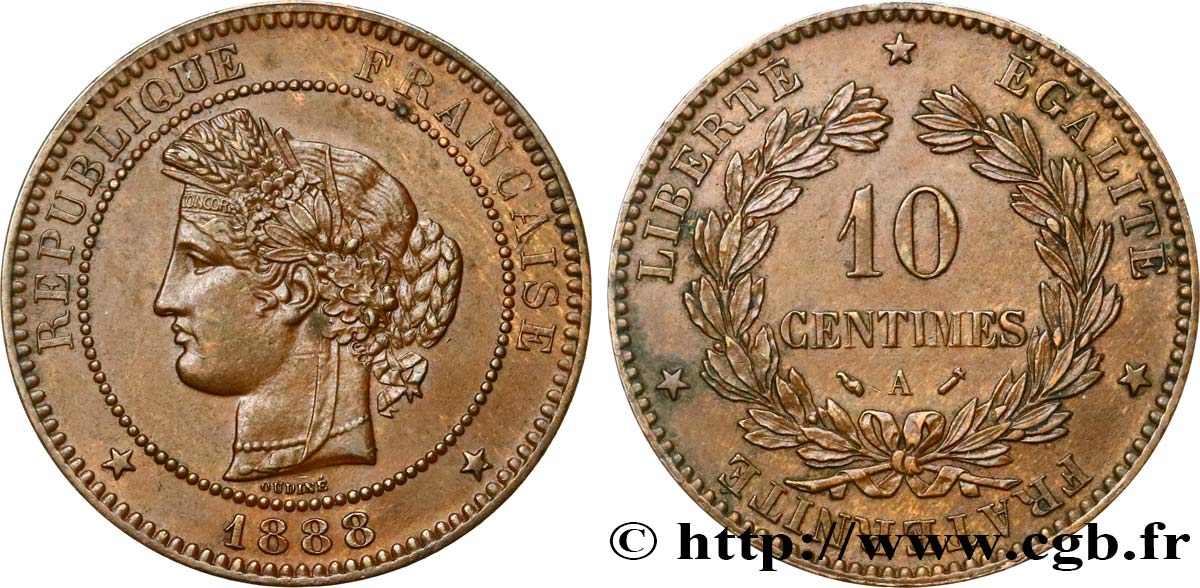10 centimes Cérès 1888 Paris F.135/33 AU50 