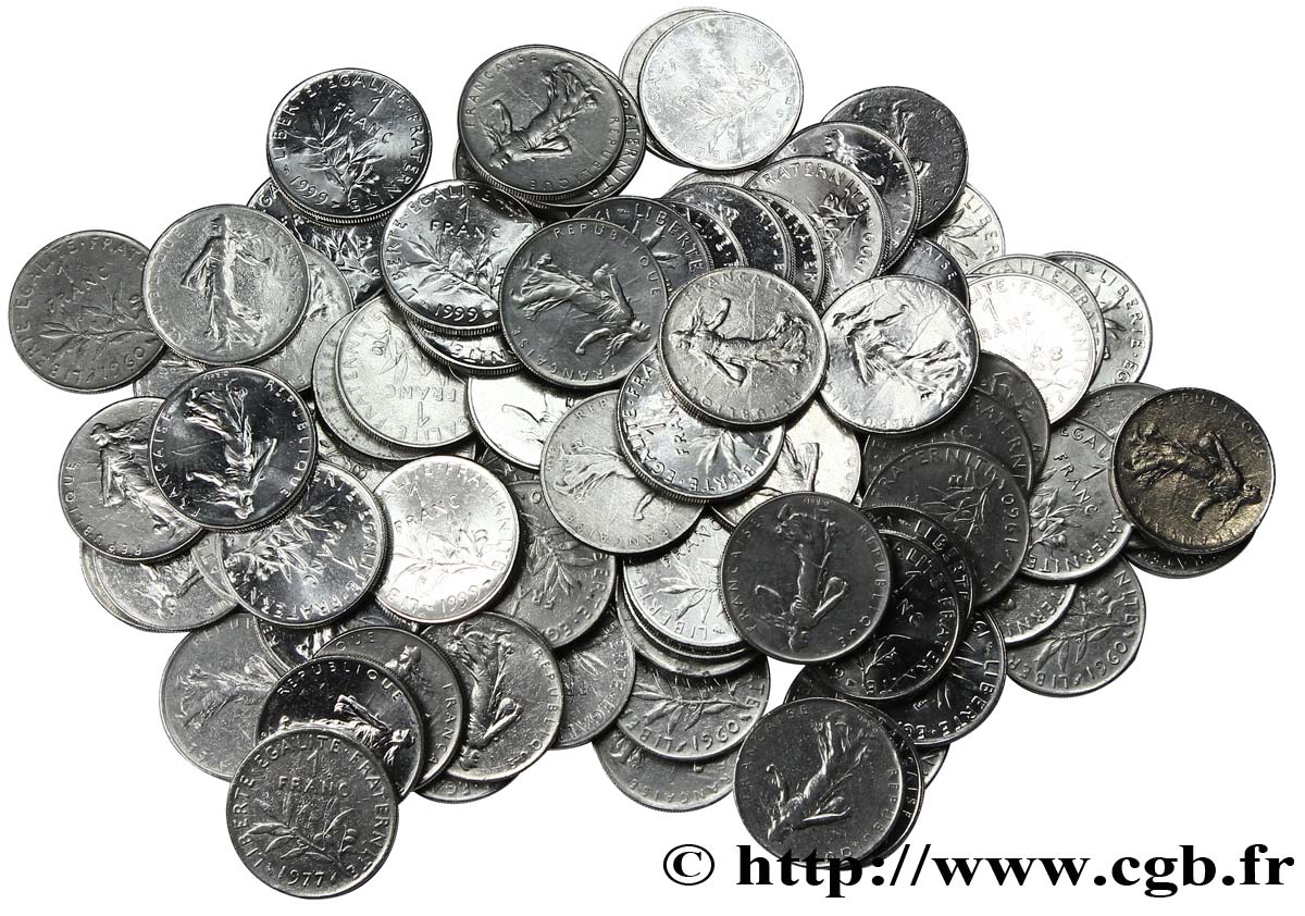 Lot de 100 pièces de 1 franc Semeuse, nickel - Pessac F.226/ lote 