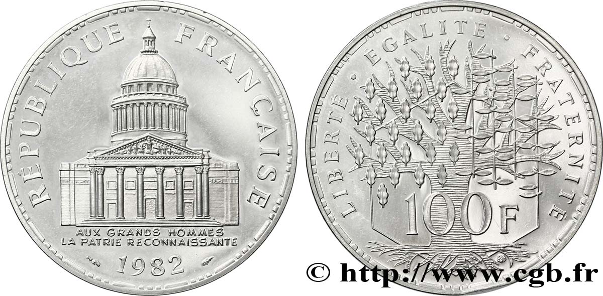 Piéfort Brillant Universel de 100 francs Panthéon 1982 Pessac F.451/2P SUP60 