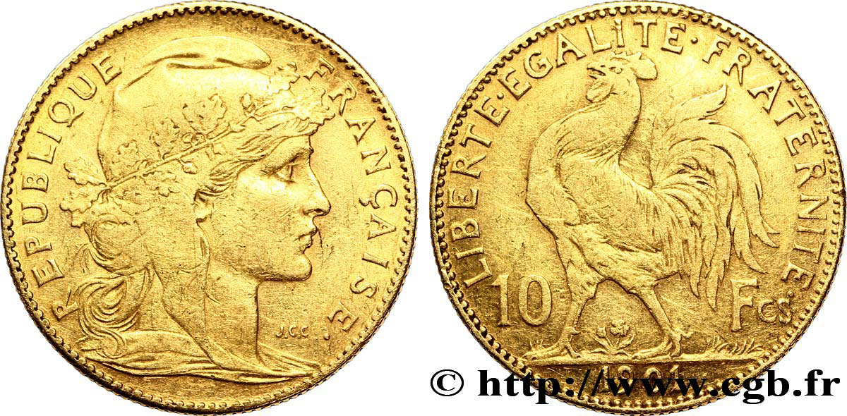 10 francs or Coq 1901 Paris F.509/5 TTB50 