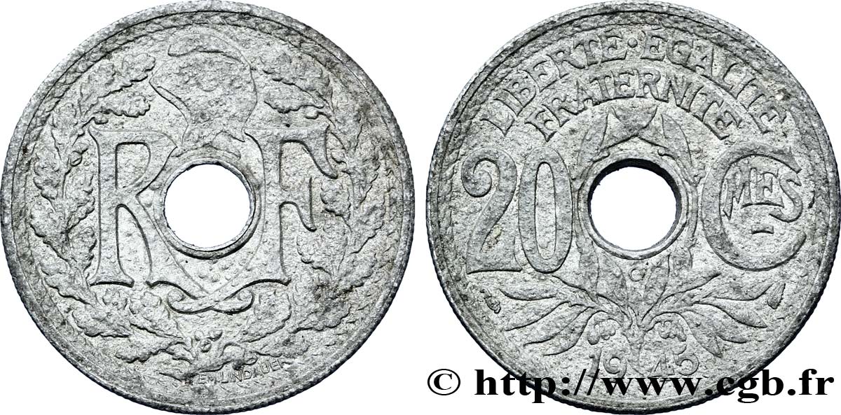 20 centimes Lindauer Zinc 1945 Castelsarrasin F.155/4 VF35 