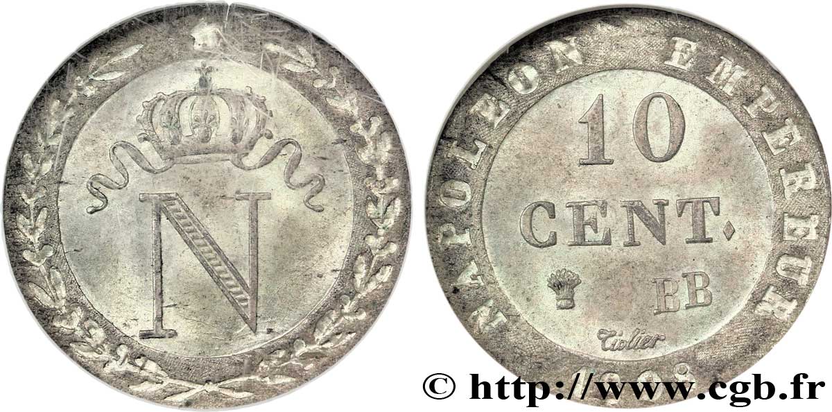 10 cent. à l&nbsp;N couronnée 1808 Strasbourg F.130/4 SPL64 