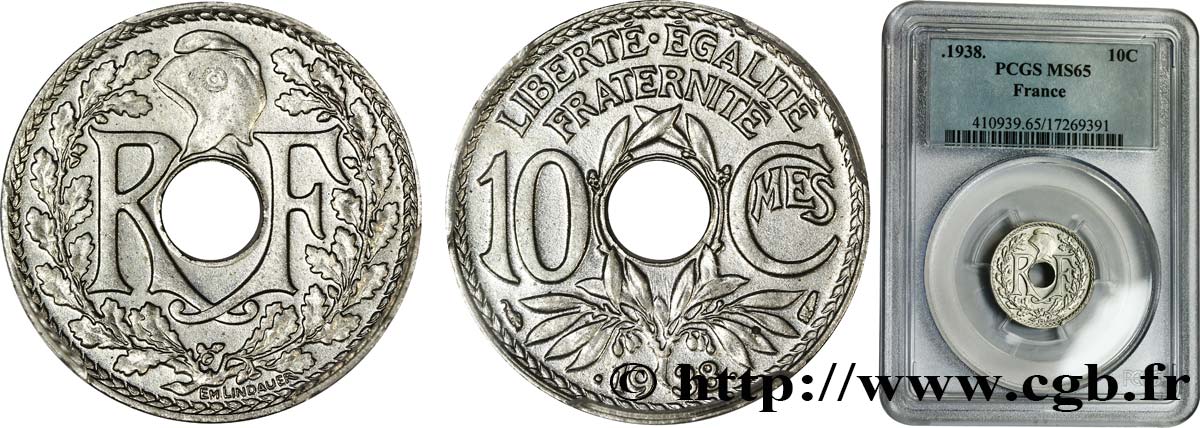 10 centimes Lindauer, maillechort 1938  F.139/2 FDC65 PCGS