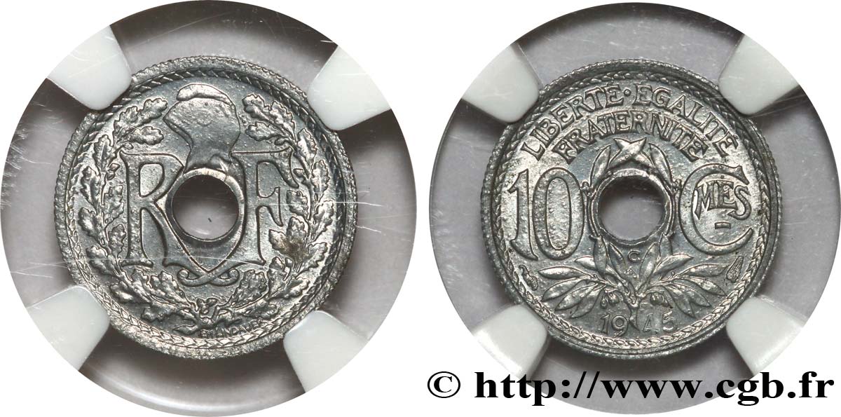 10 centimes Lindauer, petit module 1945 Castelsarrasin F.143/4 MS64 