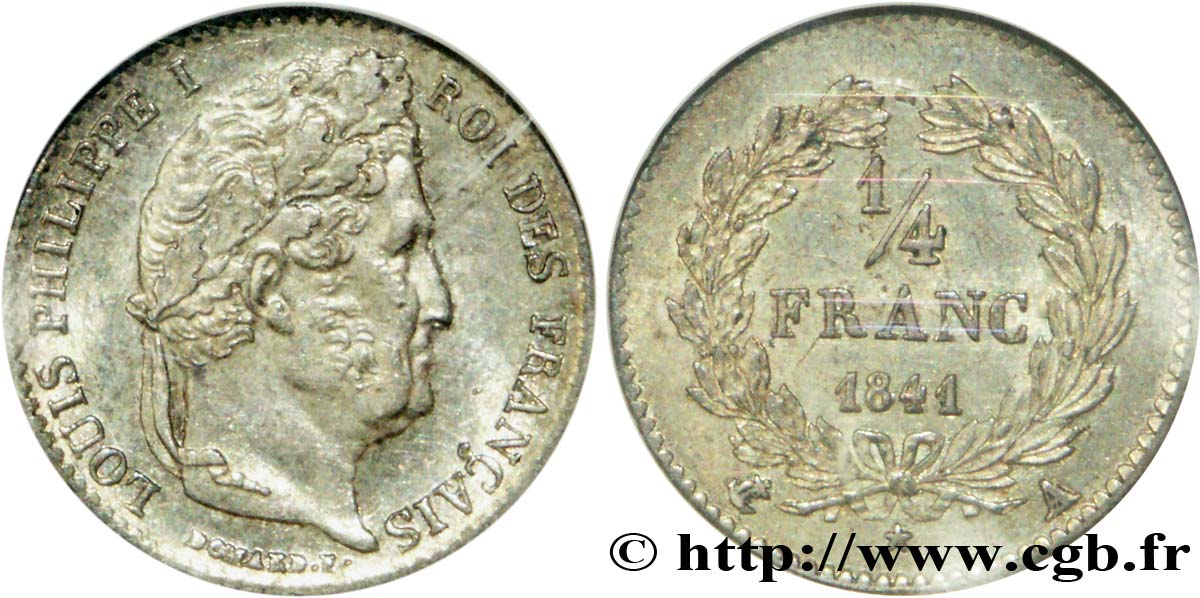 1/4 franc Louis-Philippe 1841 Paris F.166/85 SPL63 