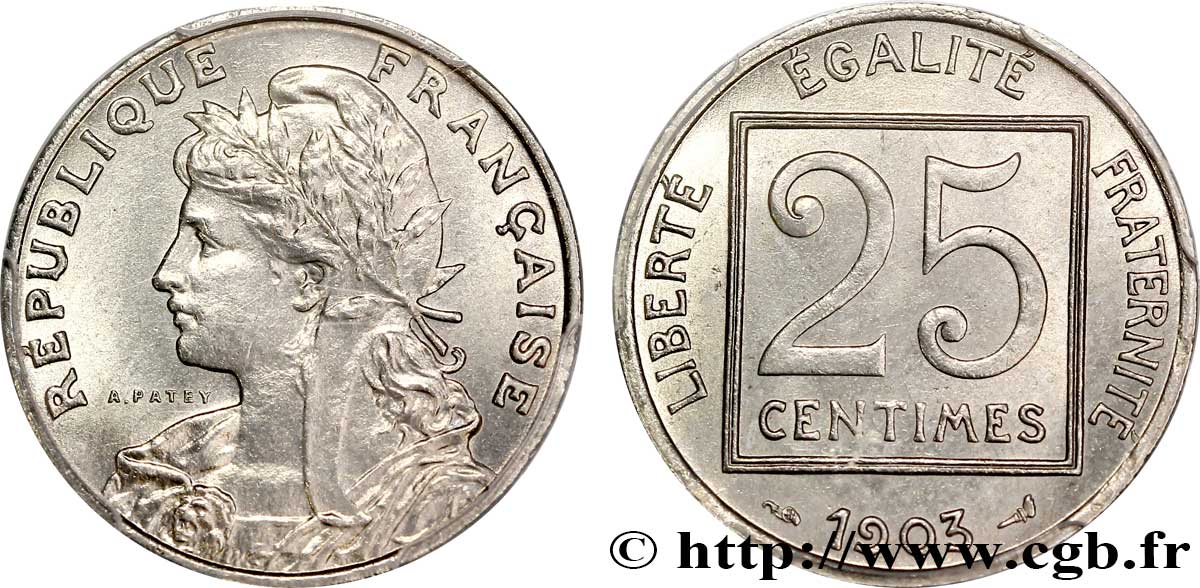 25 centimes Patey, 1er type 1903  F.168/3 SPL64 