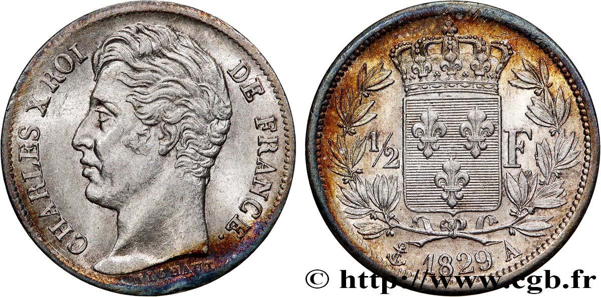 1/2 franc Charles X 1829 Paris F.180/37 MS63 