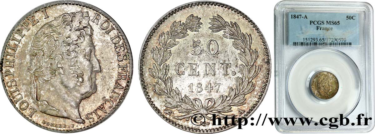 50 centimes Louis-Philippe 1847 Paris F.183/13 ST65 PCGS