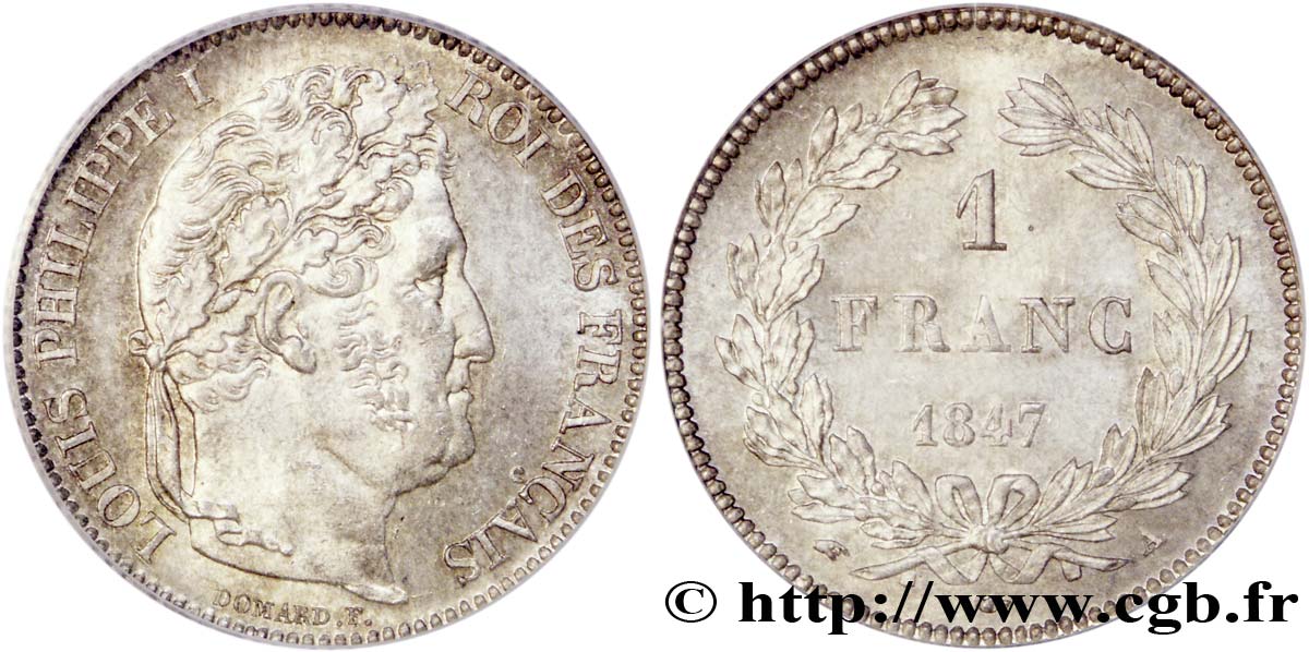 1 franc Louis-Philippe, couronne de chêne 1847 Paris F.210/110 SPL64 