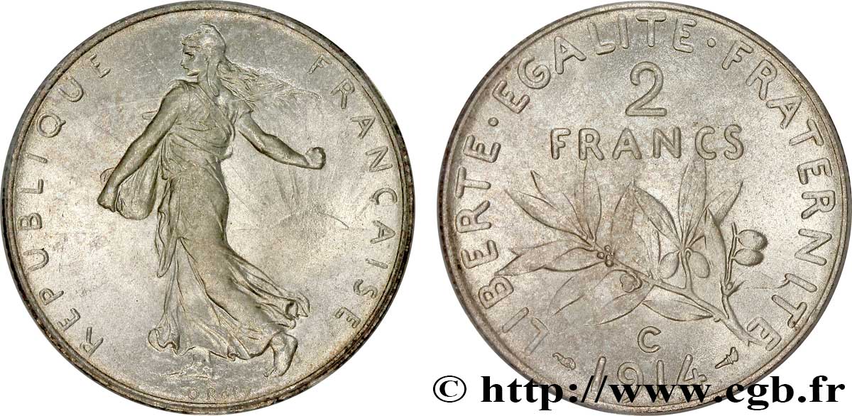 2 francs Semeuse 1914 Castelsarrasin F.266/16 SPL64 
