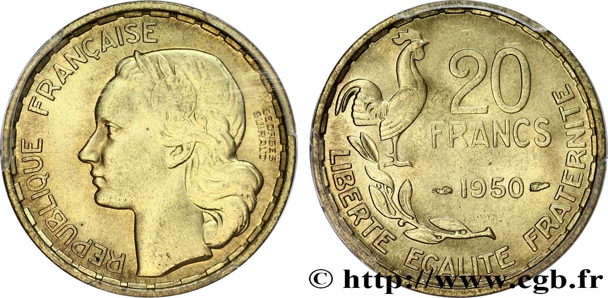 20 francs Georges Guiraud, 3 faucilles 1950  F.401/1 fST63 
