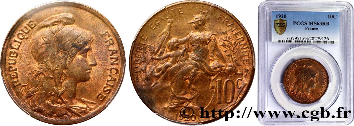 10 centimes Daniel-Dupuis 1920  F.136/29 SPL63 PCGS